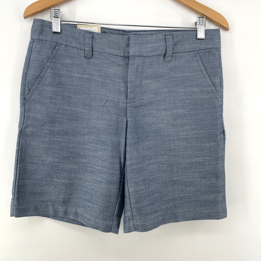 TOMMY HILFIGER CHINO SHORTS Flat Front Women SIZE 4 Blue‎ Preppy Capsule 32Wx9L